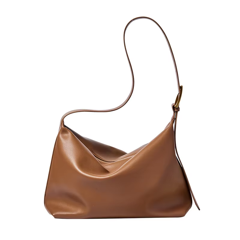 Custom logo fashion brown women's shoulder bag large capacity leather casual crossbody bag